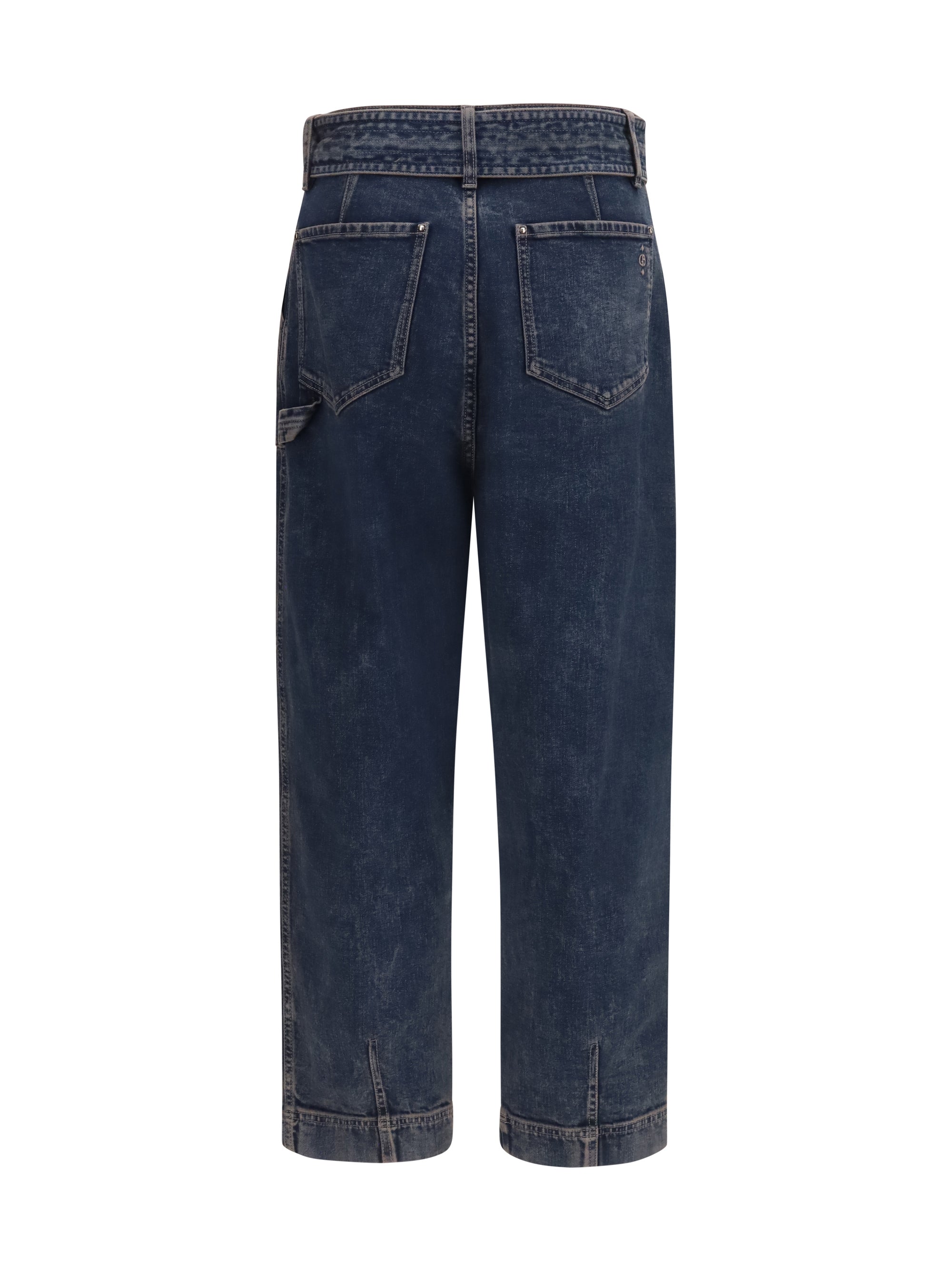 wide-leg jeans with belt