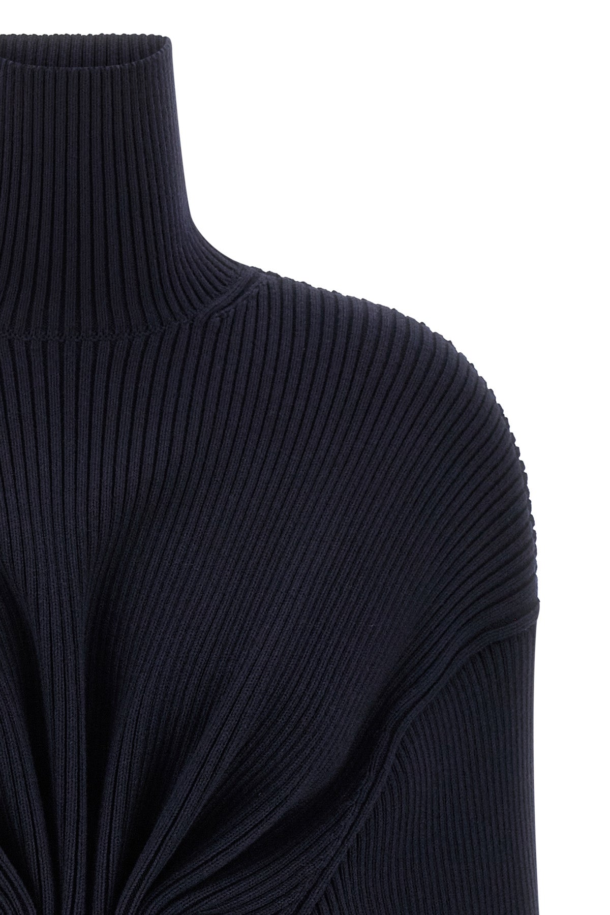 pinched ribbed knit mini dress