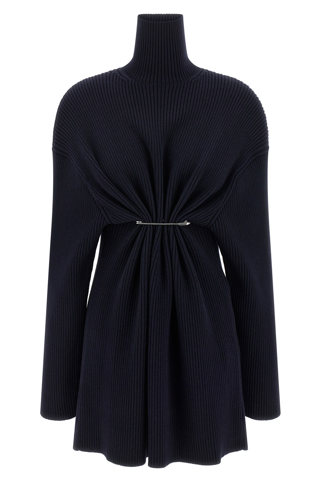 BALENCIAGA M pinched ribbed knit mini dress