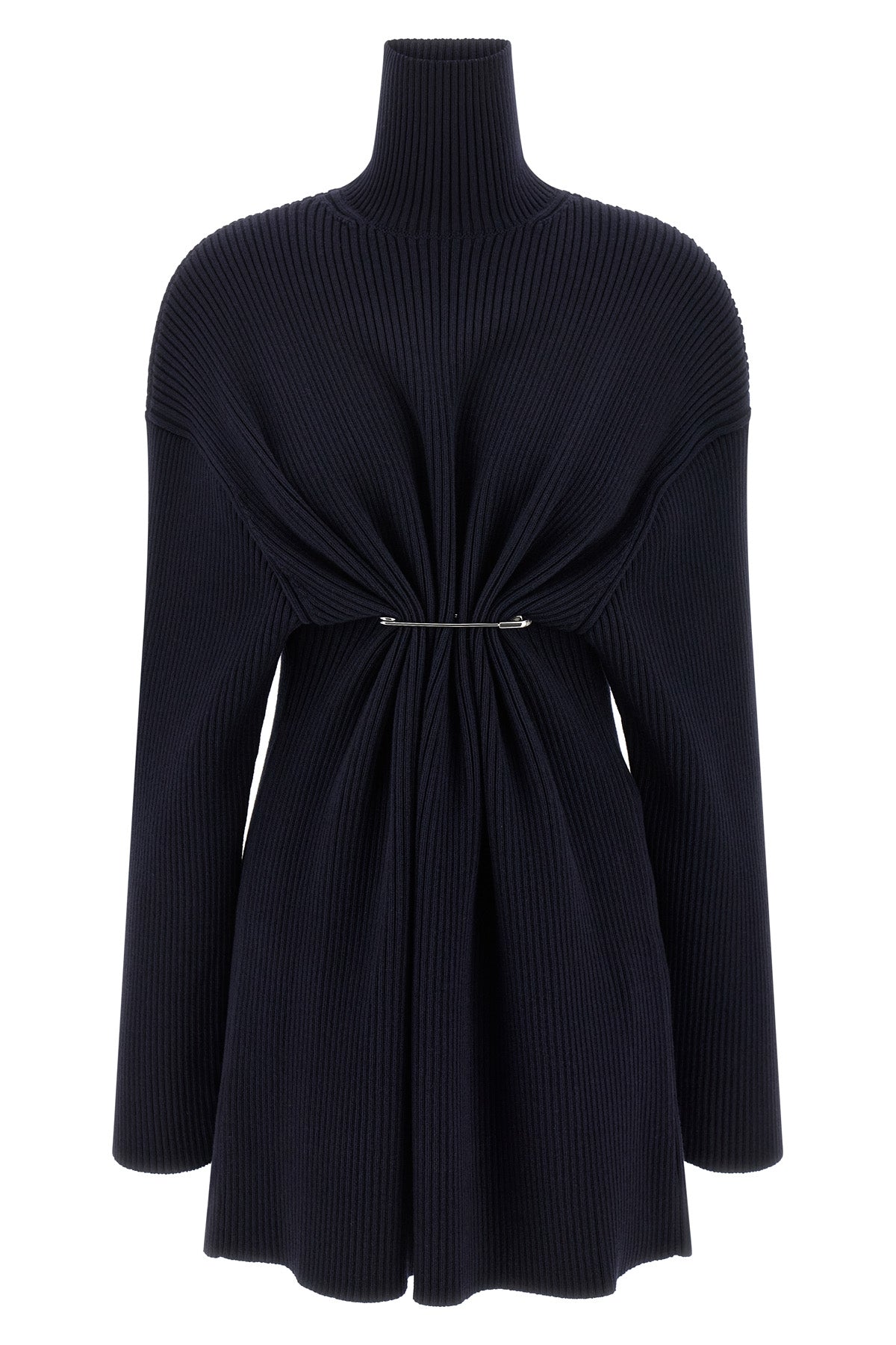 pinched ribbed knit mini dress