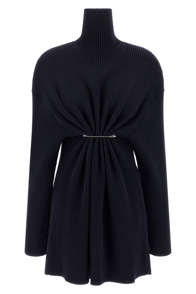 pinched ribbed knit mini dress