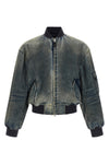 bomber standard used-effect stone washed cotton denim jacket