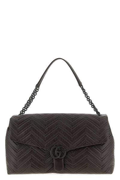 gg marmont large shoulder bag in quilted matelassé leather