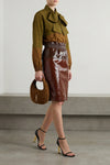 color-block cotton midi skirt