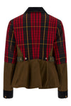 solid color waxed cotton jacket and tartan ripstop panels
