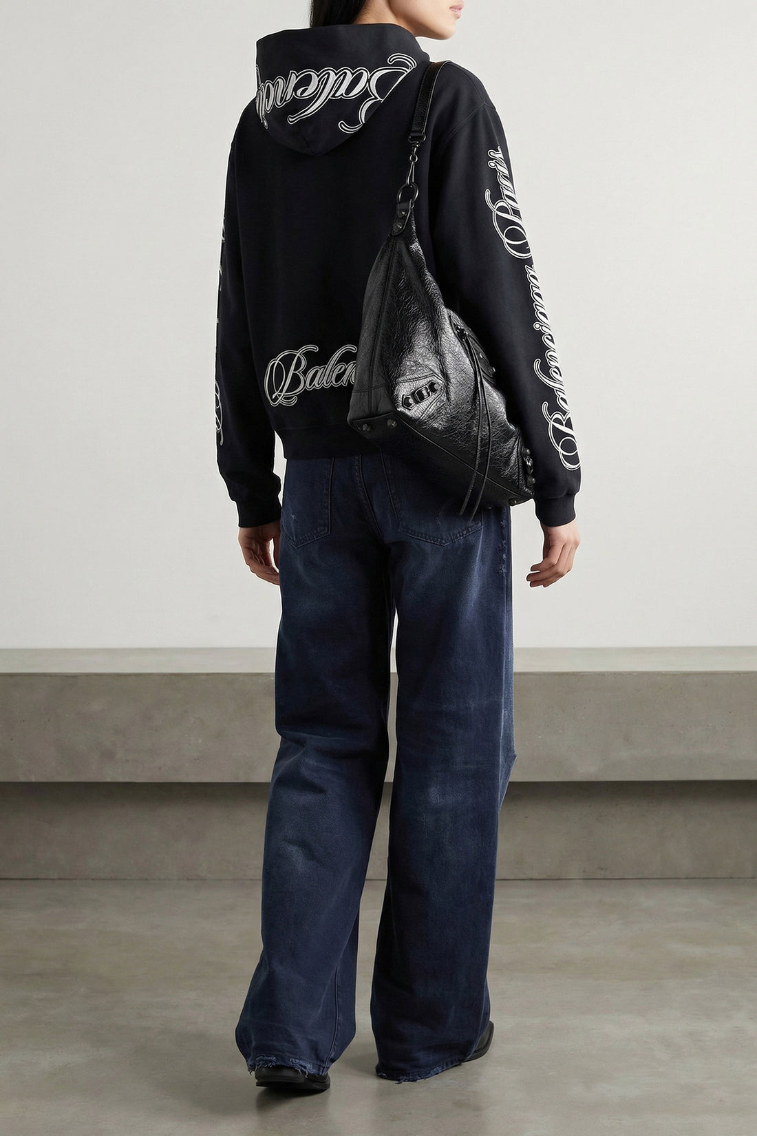 BALENCIAGA XS washed-effect dry fleece hoodie