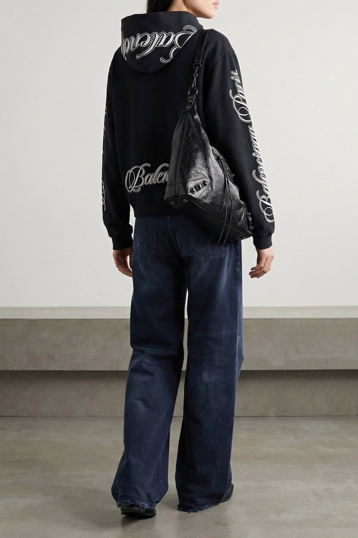 washed-effect dry fleece hoodie