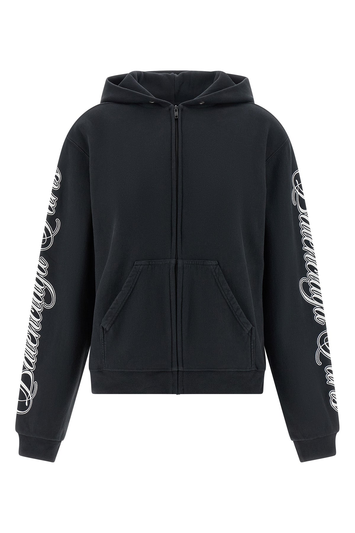 washed-effect dry fleece hoodie