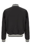 reversible bomber jacket in solid color technical nylon twill and gg pattern