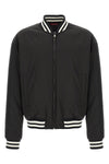 reversible bomber jacket in solid color technical nylon twill and gg pattern
