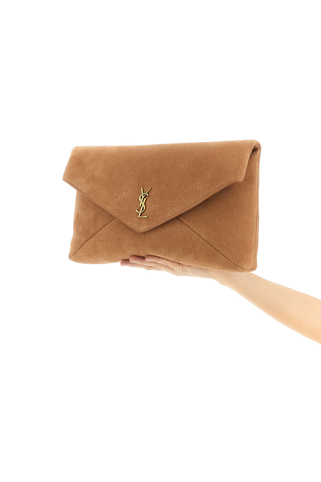 SAINT LAURENT OS envelope maxi embossed leather clutch bag