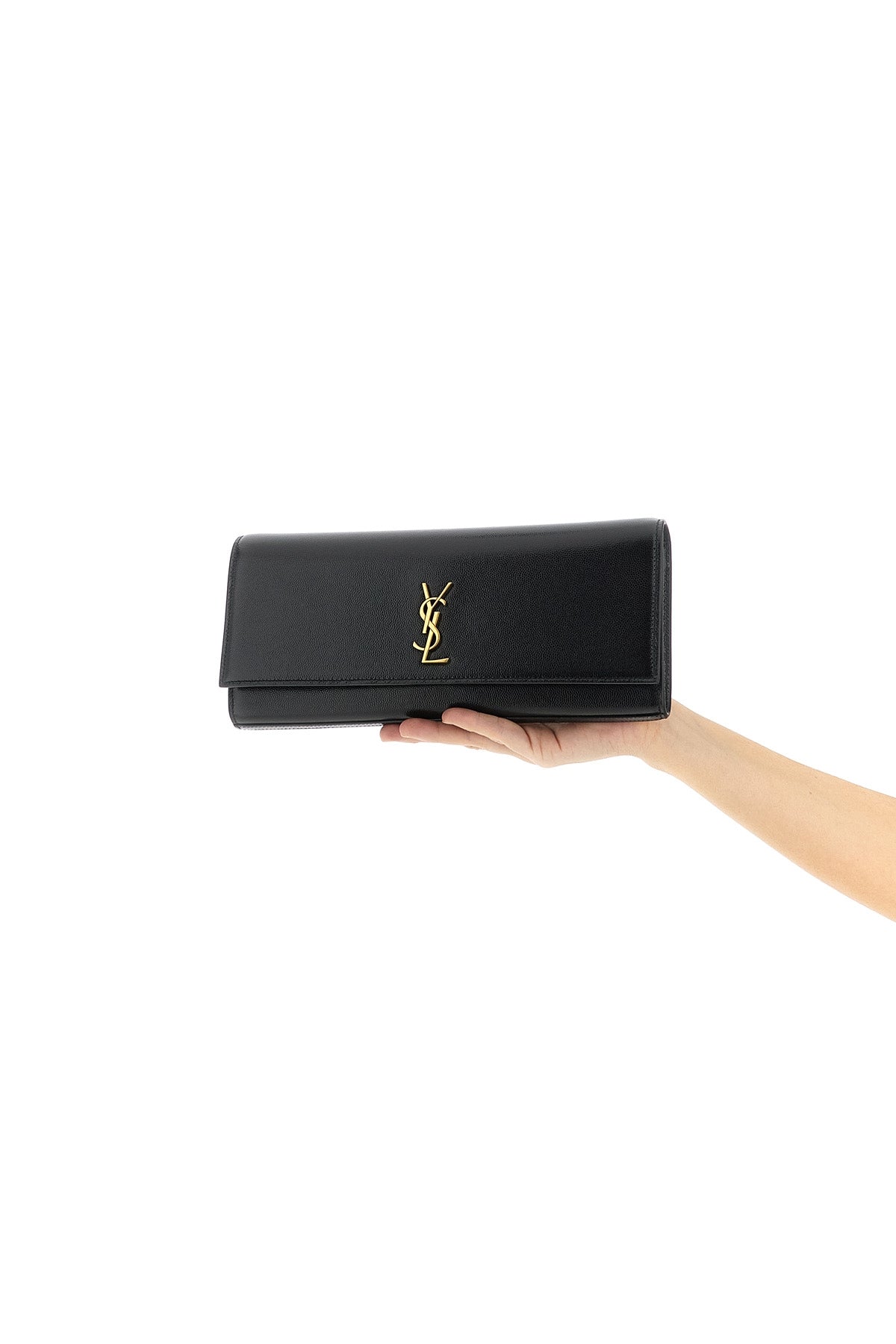 kate grain de poudre leather clutch