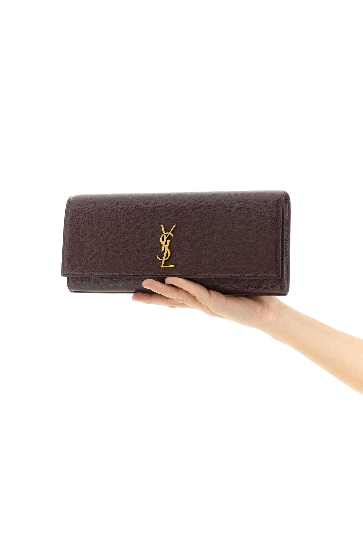 kate grain de poudre leather clutch
