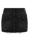 city miniskirt in used-effect stonewashed cotton denim