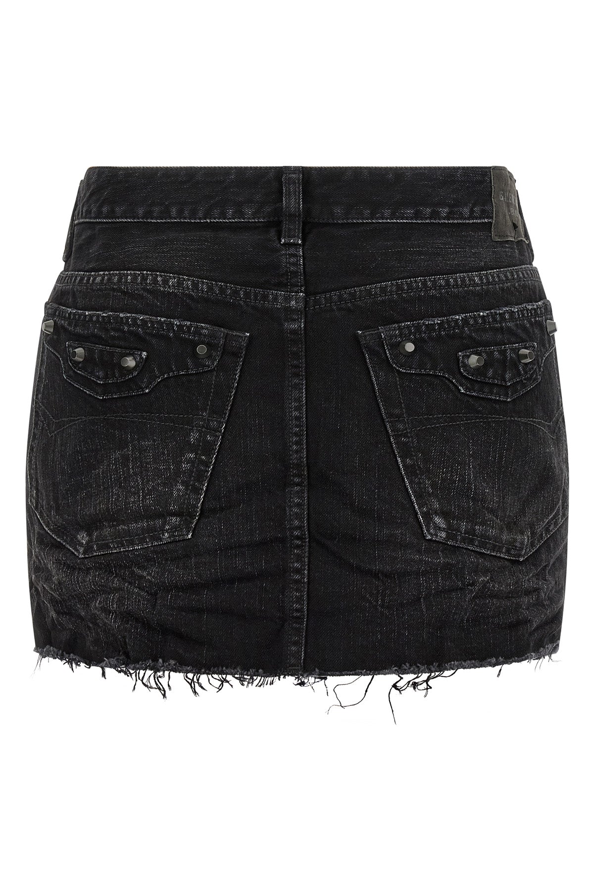 city miniskirt in used-effect stonewashed cotton denim