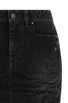 city miniskirt in used-effect stonewashed cotton denim