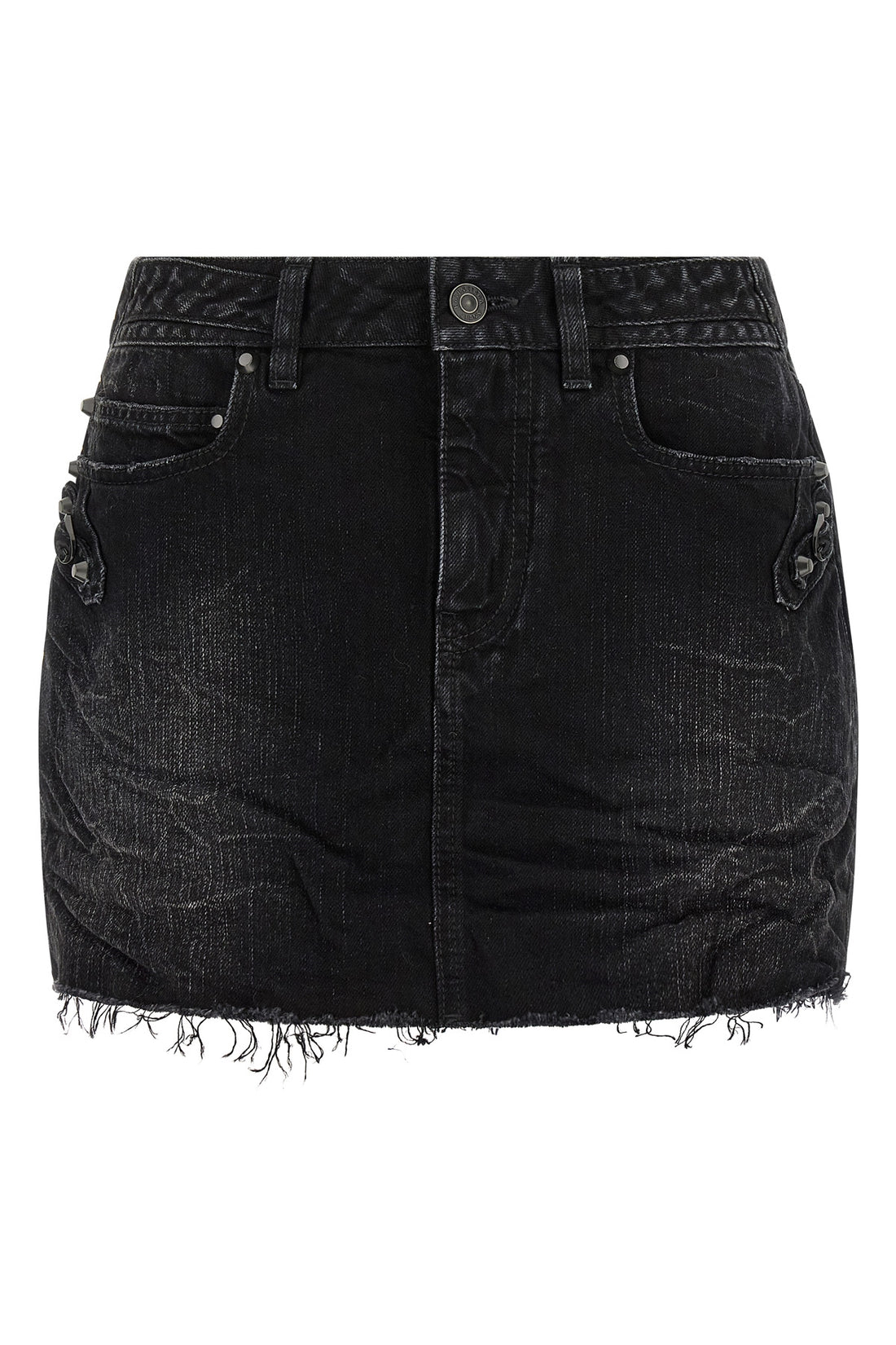 BALENCIAGA 36 city miniskirt in used-effect stonewashed cotton denim