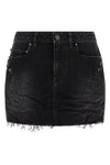city miniskirt in used-effect stonewashed cotton denim