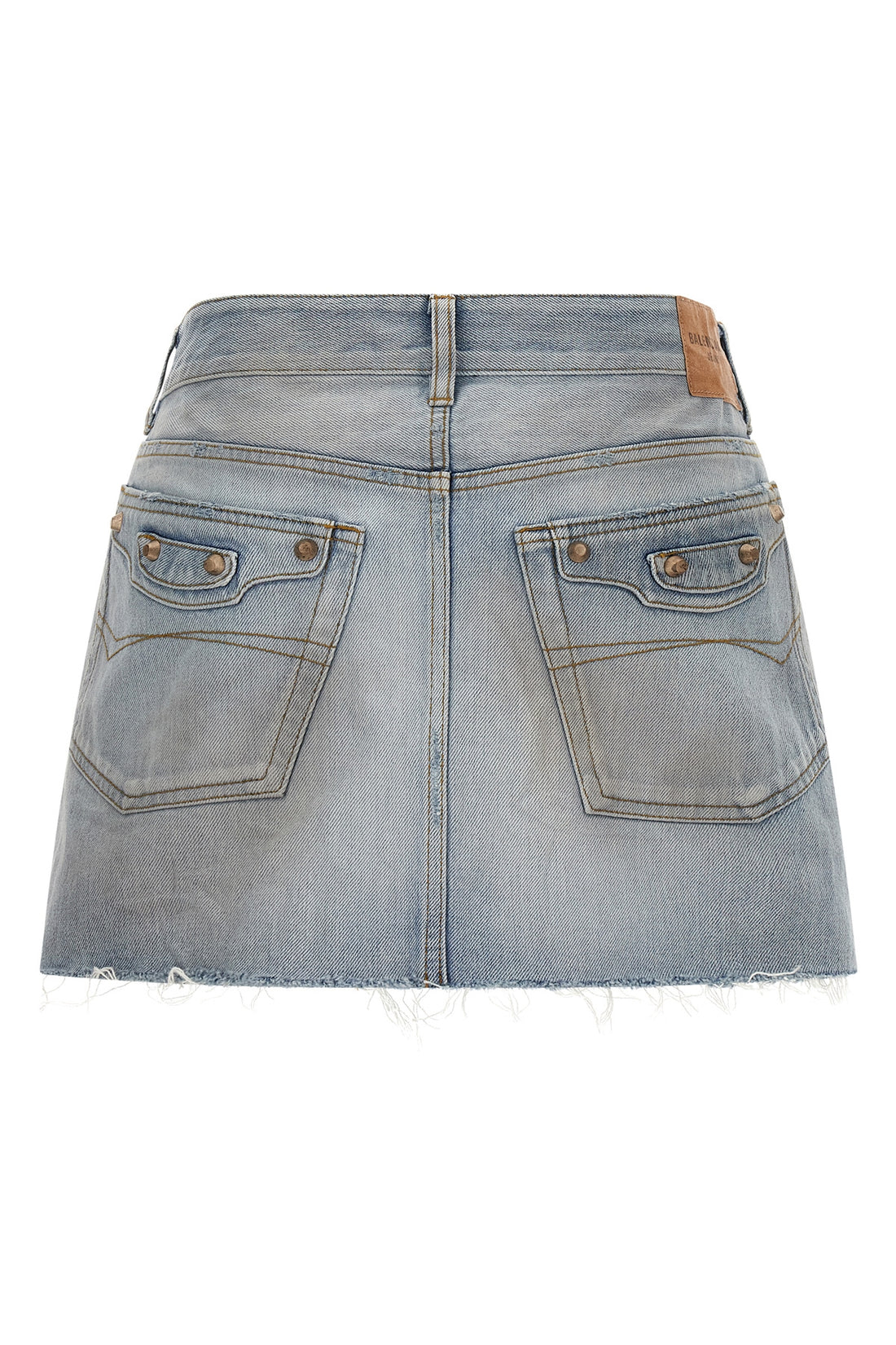 BALENCIAGA 36 city miniskirt in used-effect cotton denim