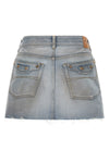 city miniskirt in used-effect cotton denim