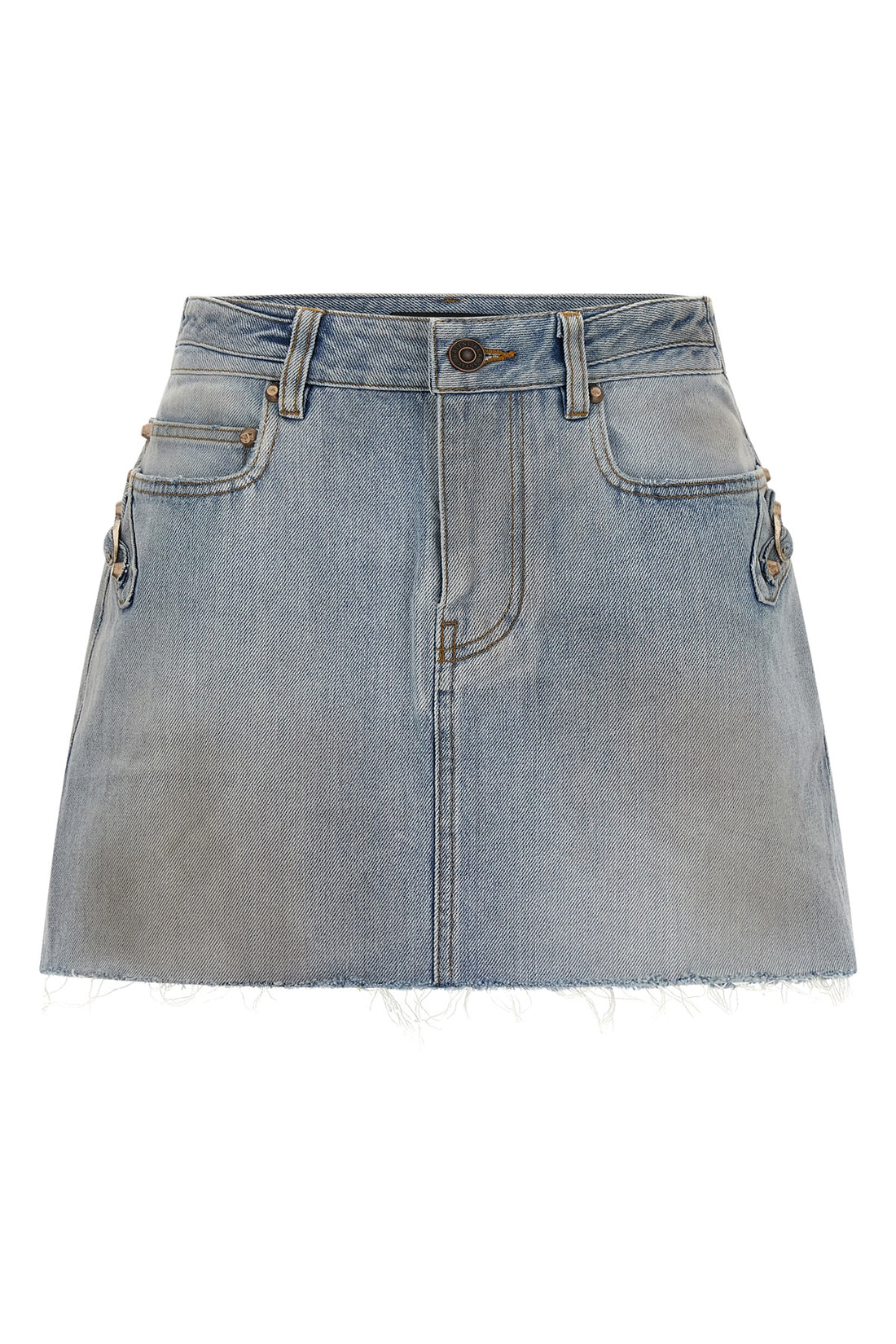 BALENCIAGA 36 city miniskirt in used-effect cotton denim