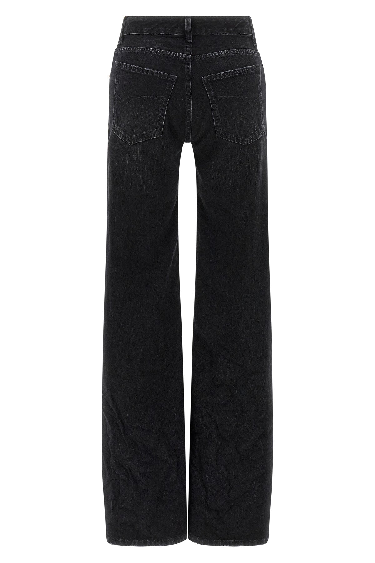 used and wrinkled cotton denim jeans