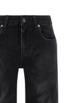 used and wrinkled cotton denim jeans