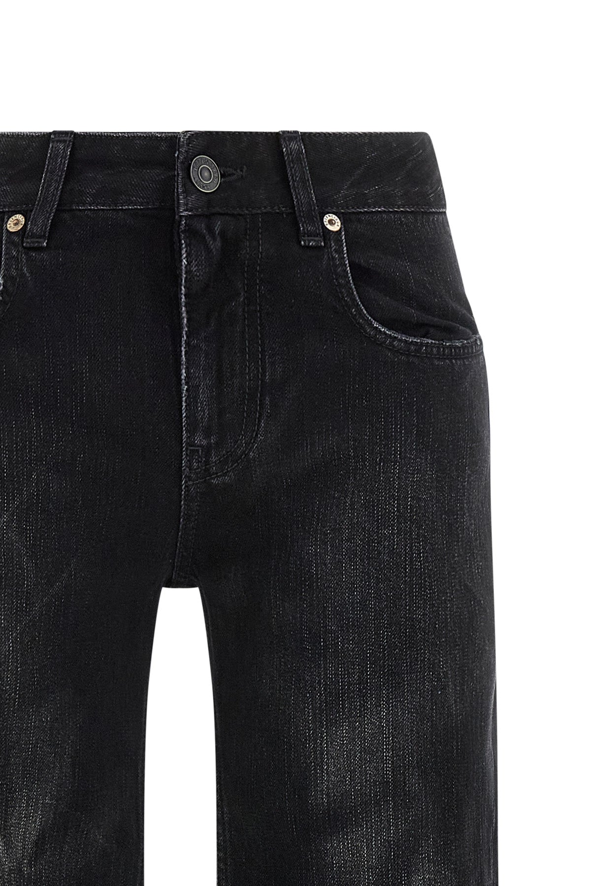 used and wrinkled cotton denim jeans