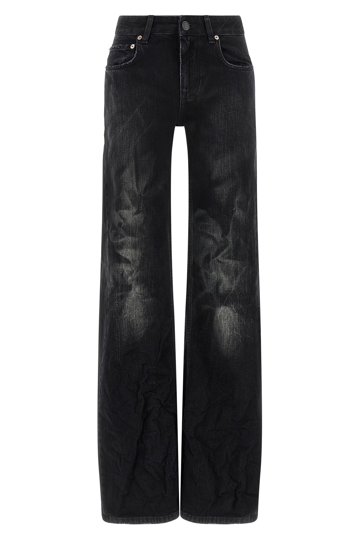 used and wrinkled cotton denim jeans