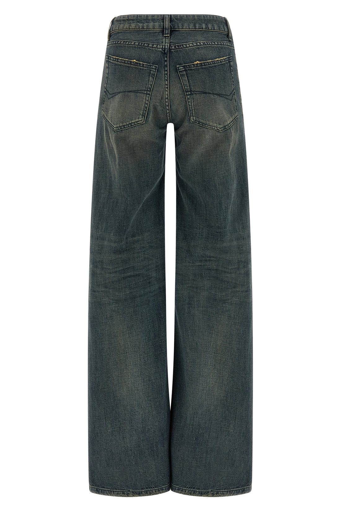 BALENCIAGA 26 a gamba ampia jeans in washed and worn effect cotton denim