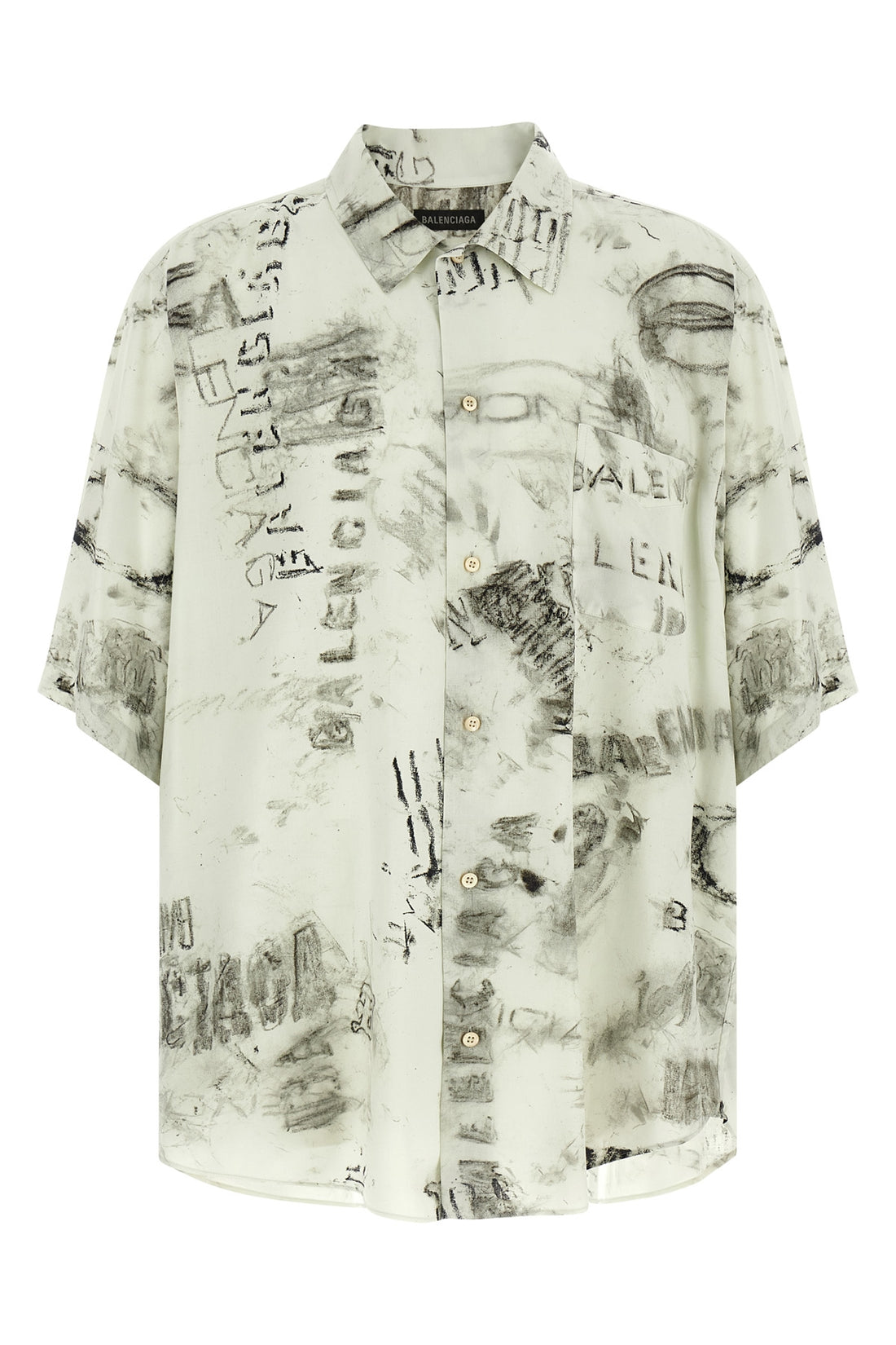 BALENCIAGA 48 all over washed effect washed crayon viscose minimal shirt