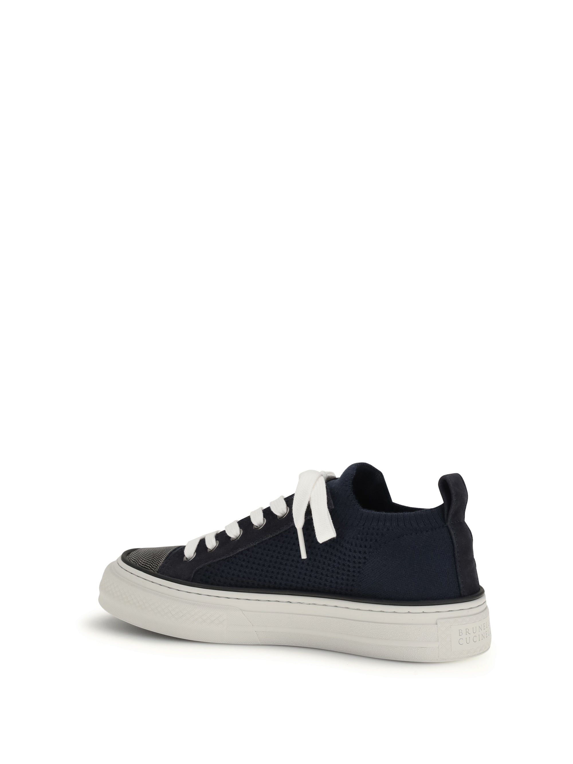 cotton knit and suede sneakers