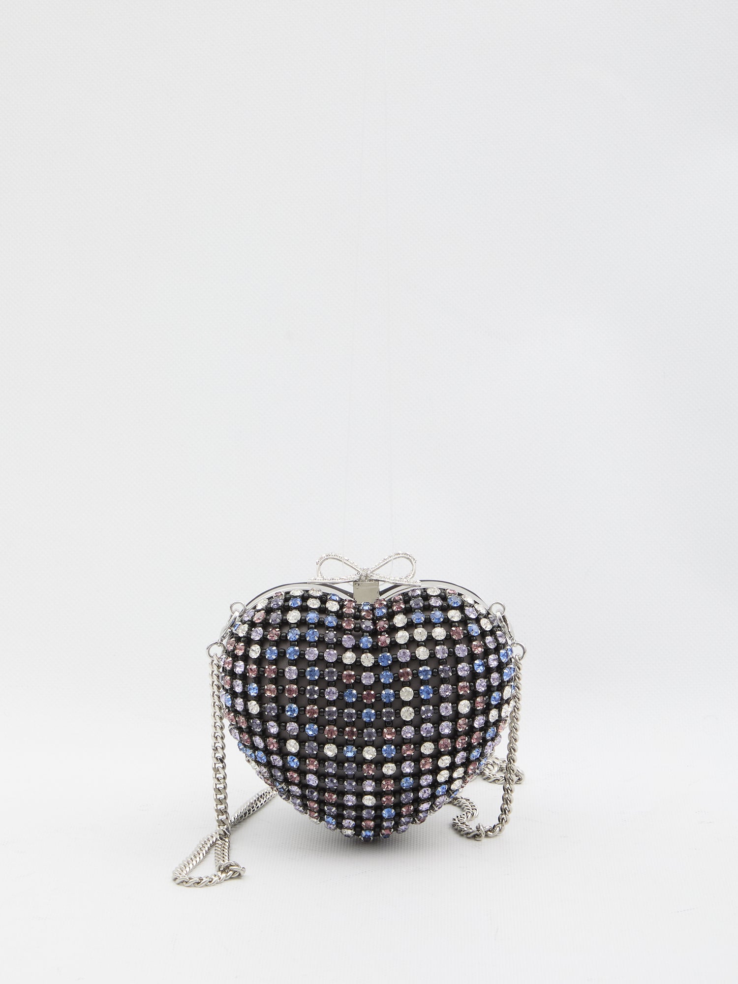 SELF PORTRAIT OS multi crystal heart clutch bag 