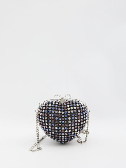 SELF PORTRAIT OS multi crystal heart clutch bag 