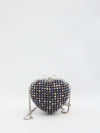 multi crystal heart clutch bag