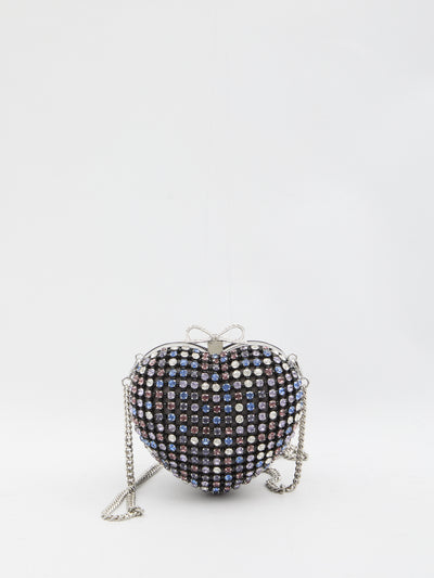 multi crystal heart clutch bag