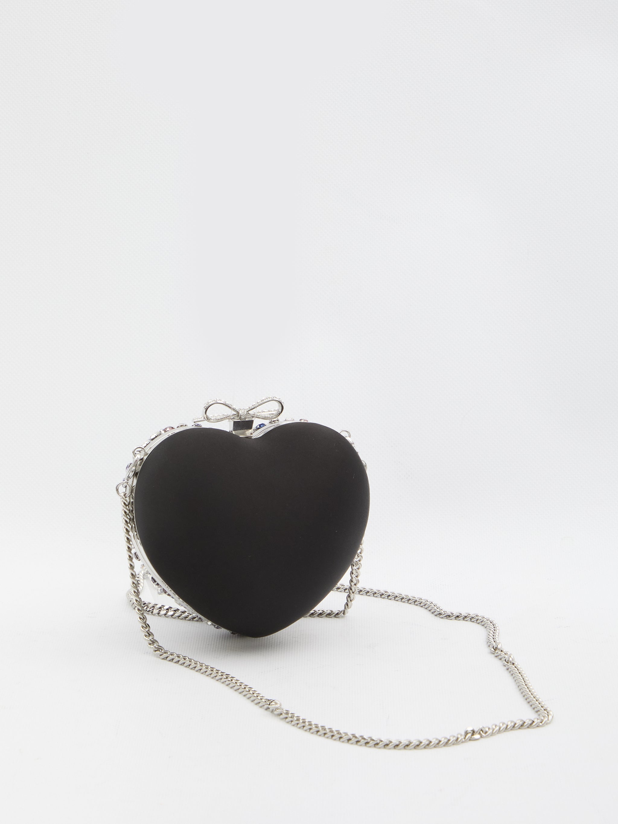 multi crystal heart clutch bag