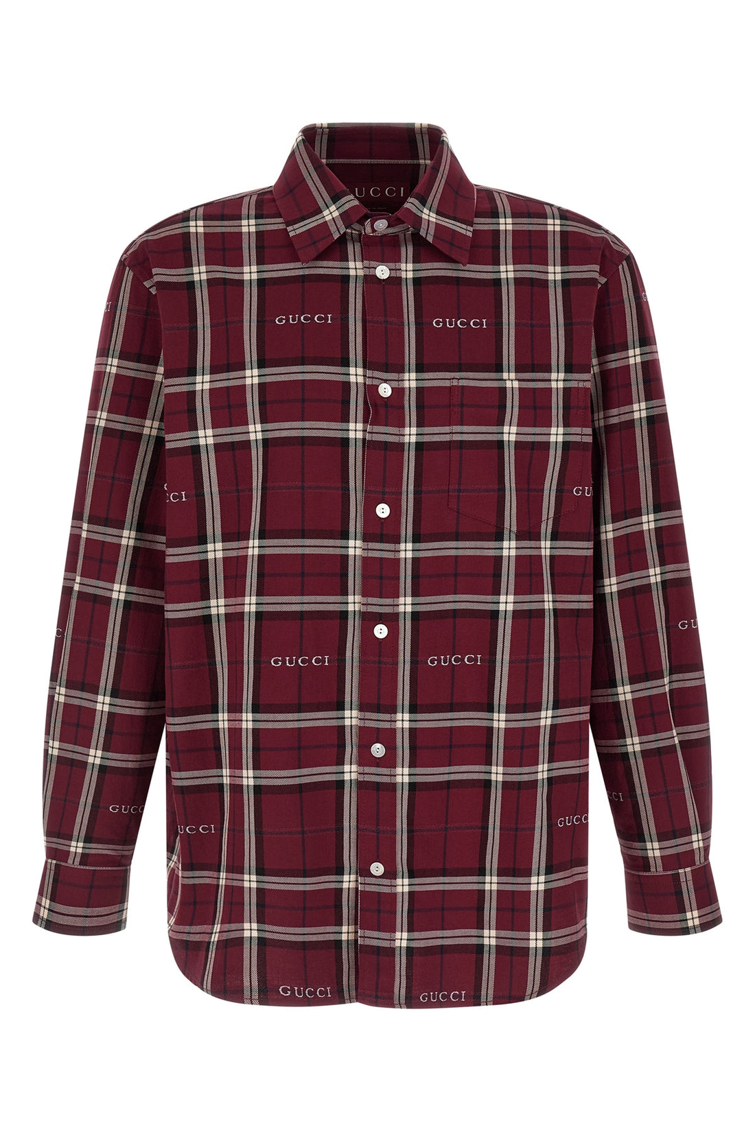 GUCCI 48 gucci jacquard cotton tartan shirt