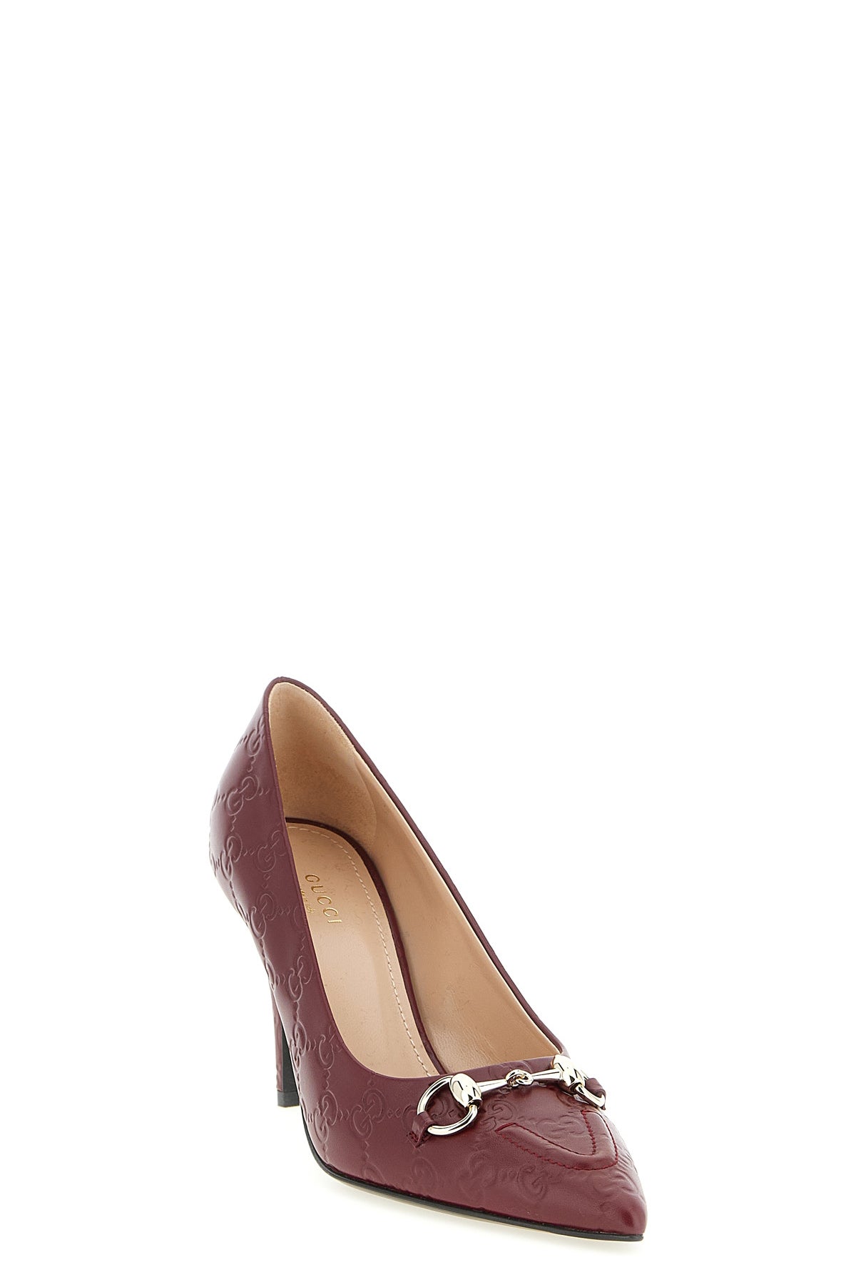 gg gucci rosso ancora leather pumps