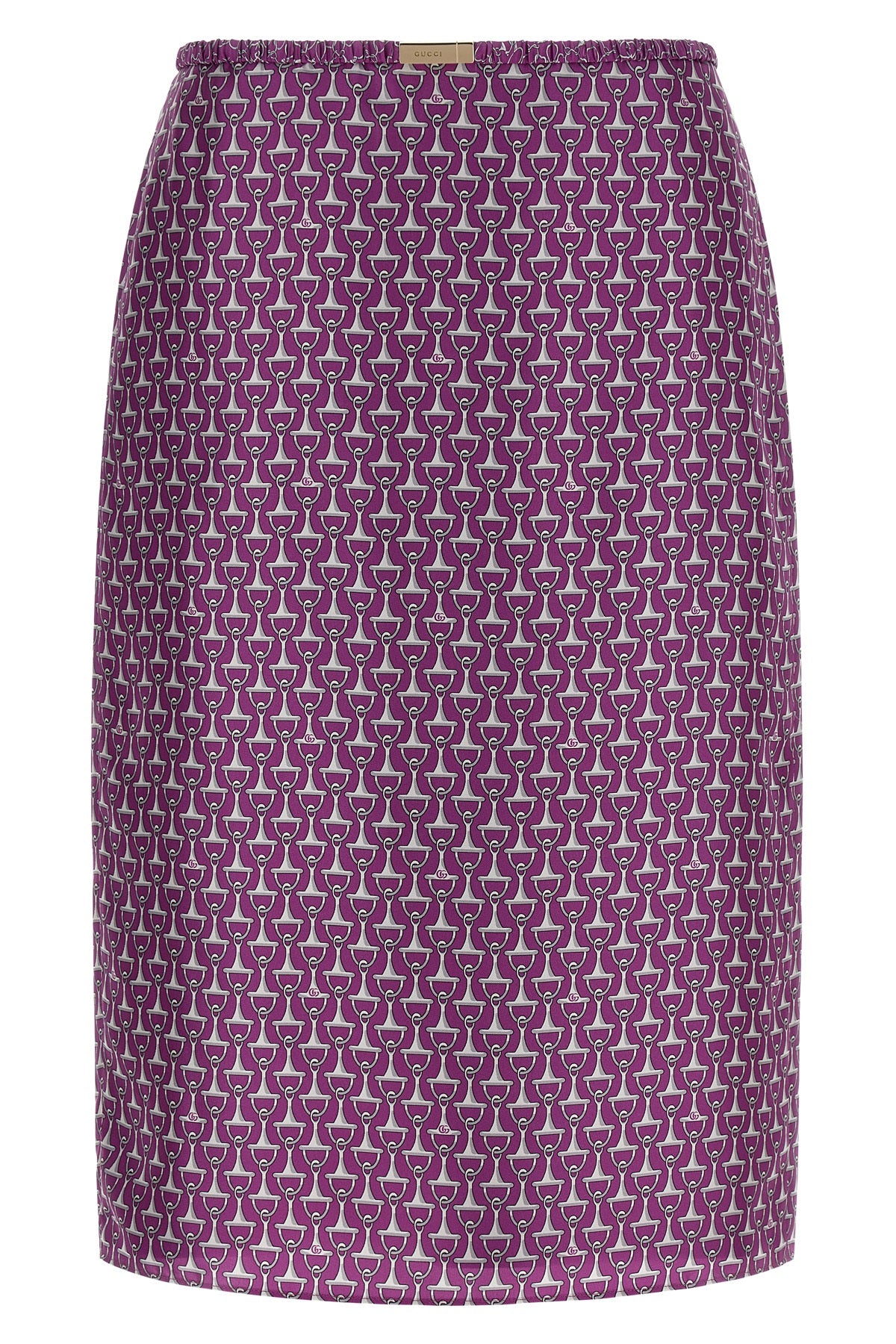all over morsetto print silk midi skirt