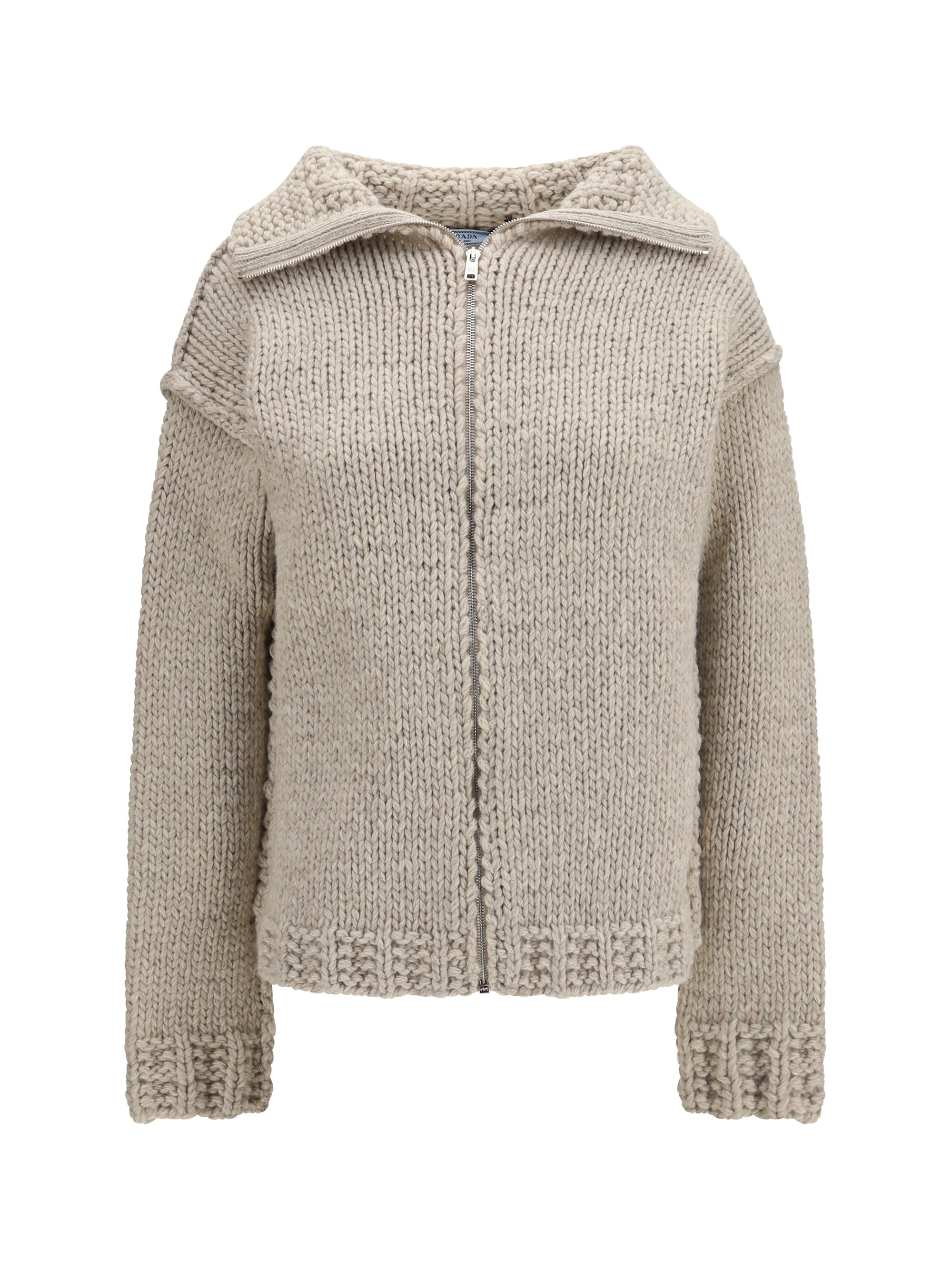 wool zip cardigan