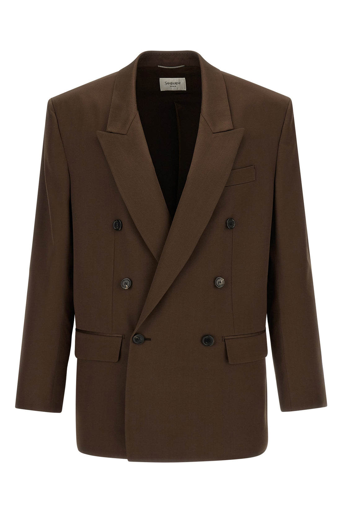 SAINT LAURENT 50 double-breasted blazer in silk satin