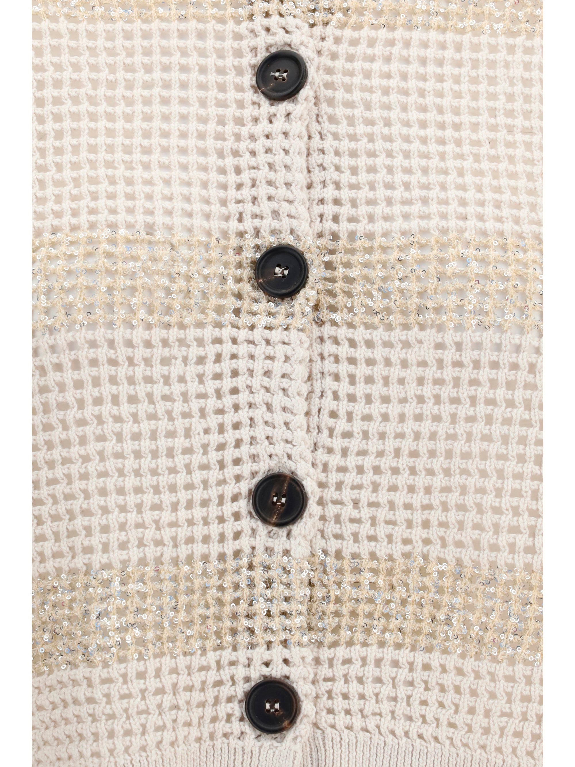 striped openwork cotton cardigan