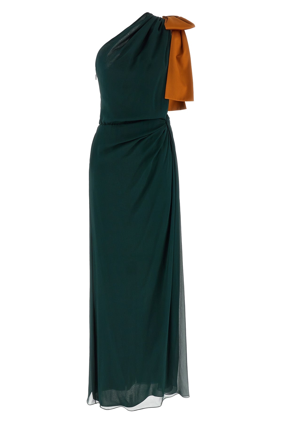 long dress in double-layer silk crêpe muslin
