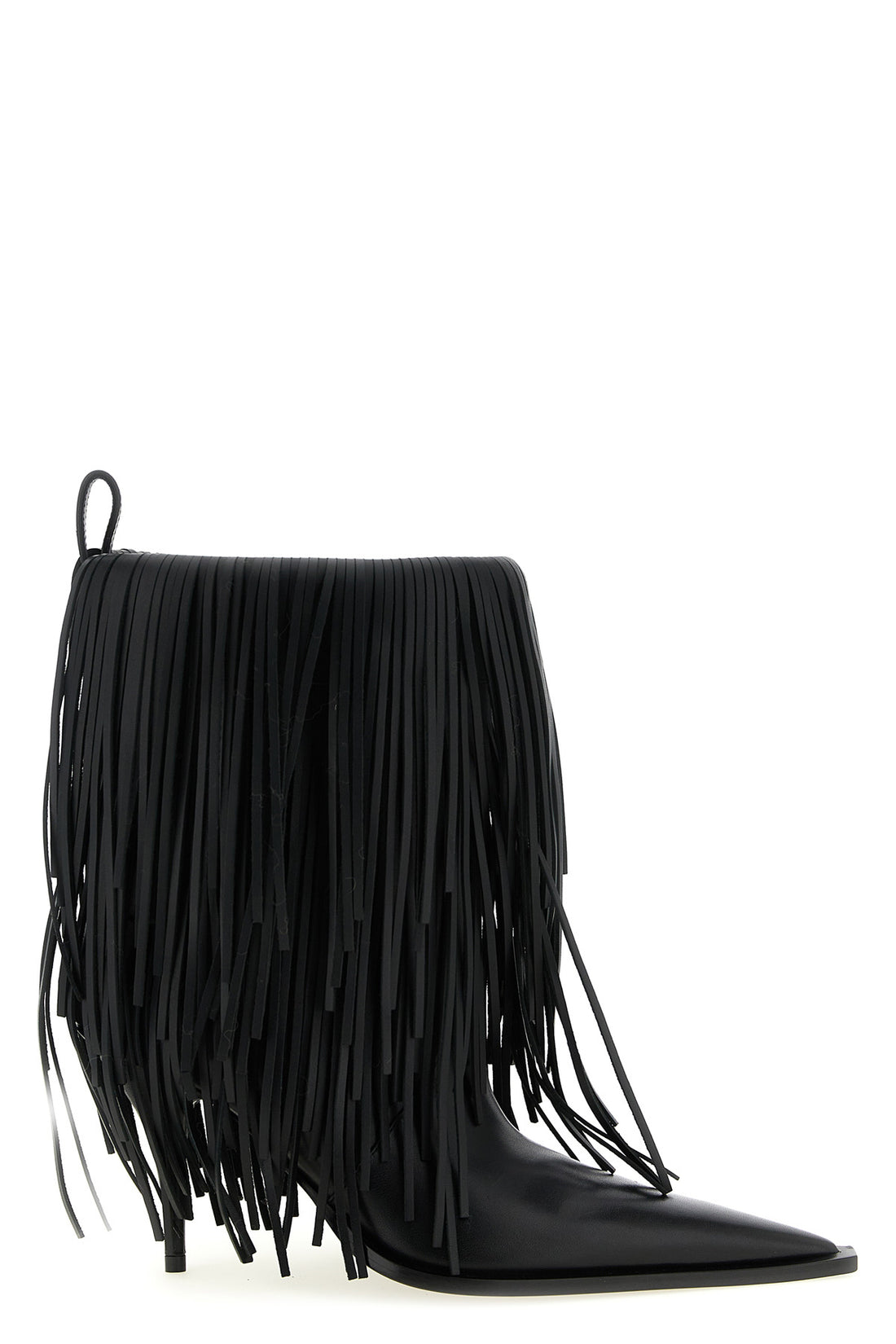 BALENCIAGA 37 avenue fringe ankle boots in matte calf leather