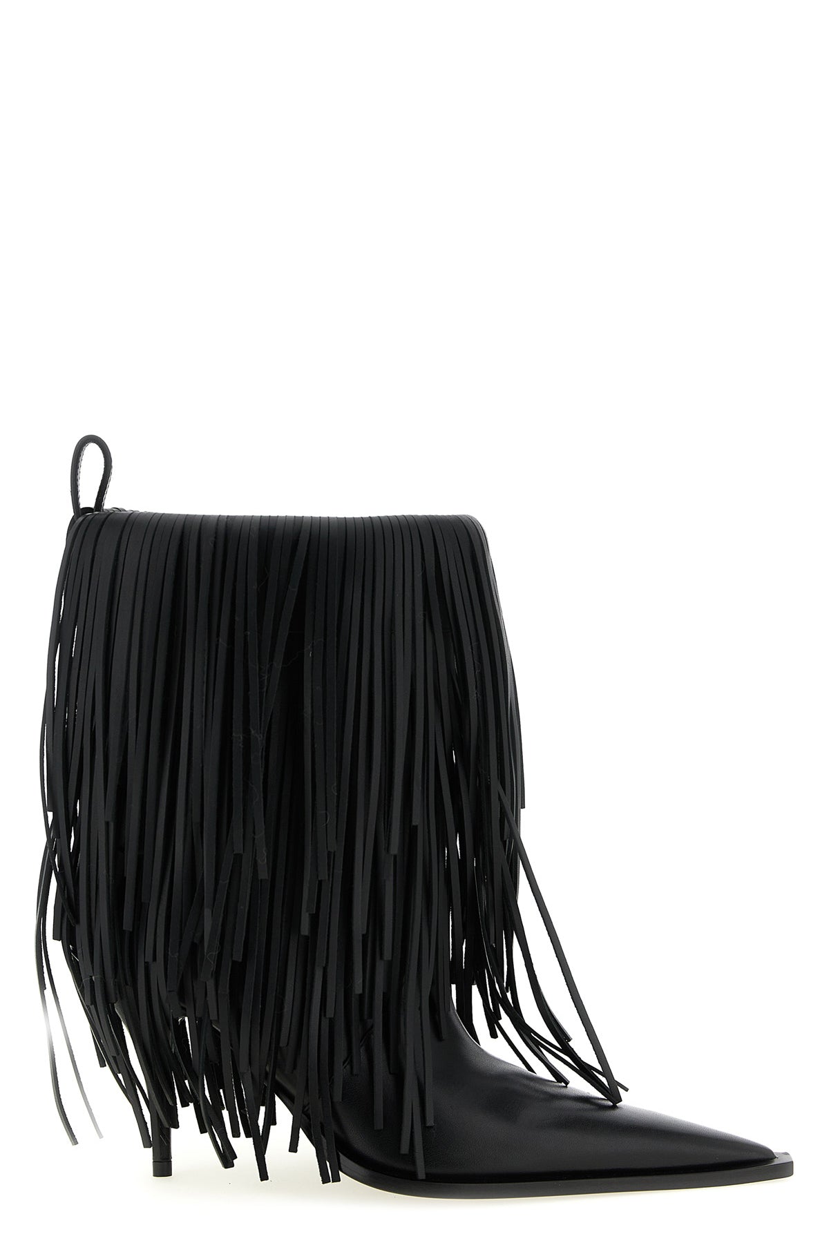 avenue fringe ankle boots in matte calf leather