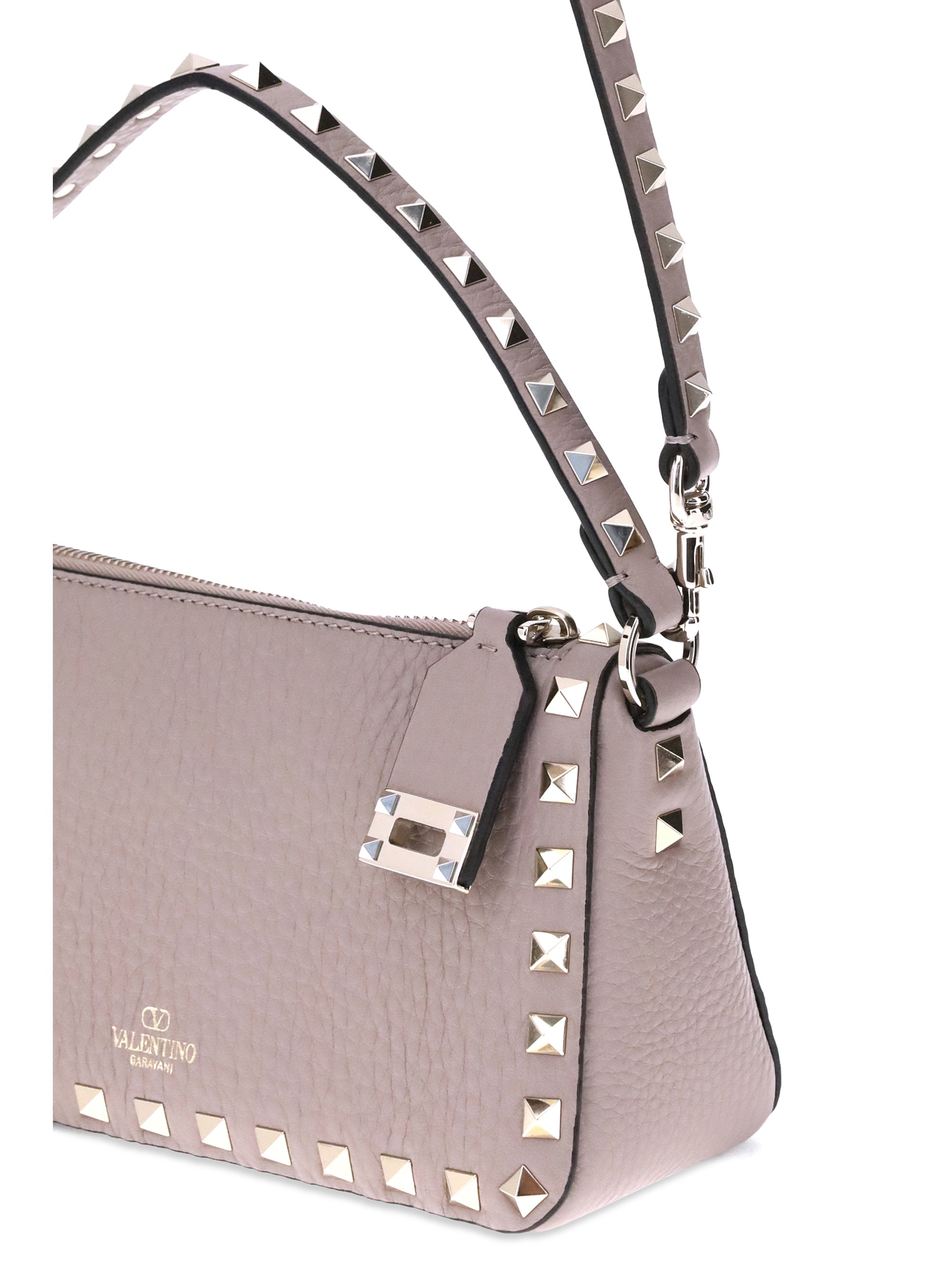 rockstud zip-up shoulder bag