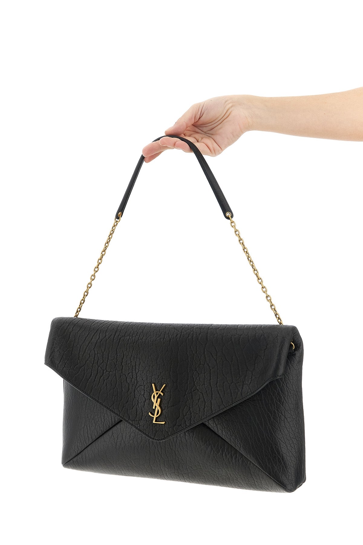 envelope large embossed leather clutch bag