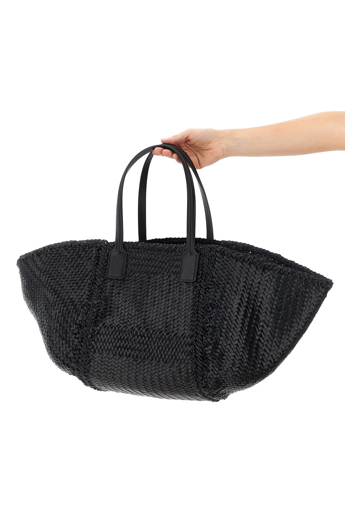 hand-woven buffalo leather teresa shopping bag