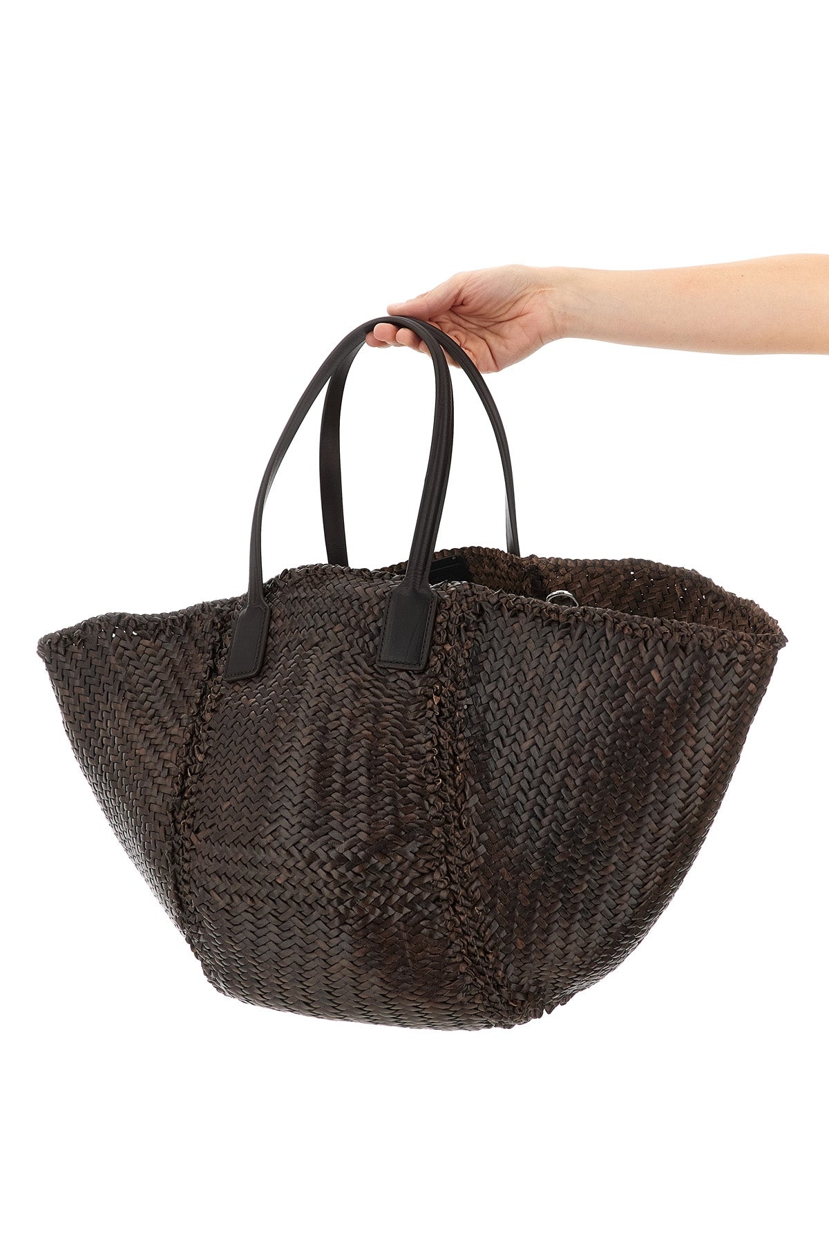 hand-woven buffalo leather teresa shopping bag